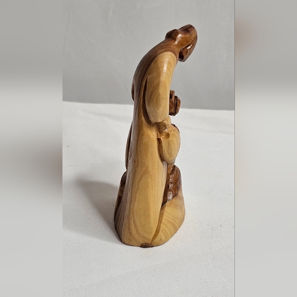 Holy Family MCM Abstract Olive Wood Nativity 3.5"×2"  Hand Carved Religious - Picture 4 of 8